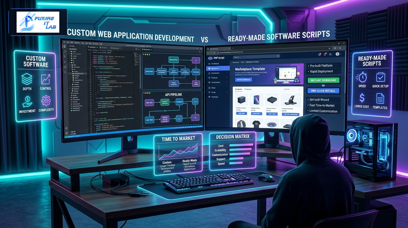 Custom Web Application vs. Ready-Made Script: Complete Decision Matrix for Businesses & Startups